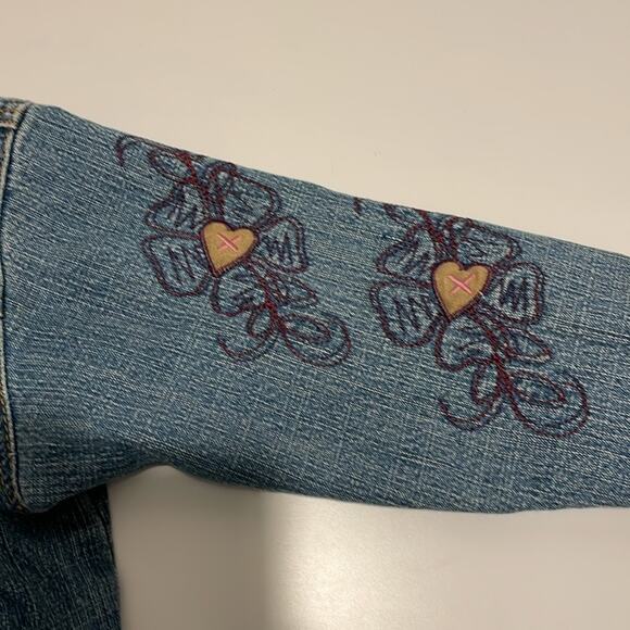 Levi Strauss Brand Girl's 4T Jean Denim Jacket Embroidered Floral - Picture 6 of 7
